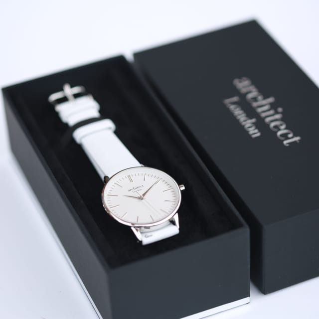 Wear We Met Wear We Met Women's Personalised Blanc Watch Silver Bezel - Engraved in White - 3