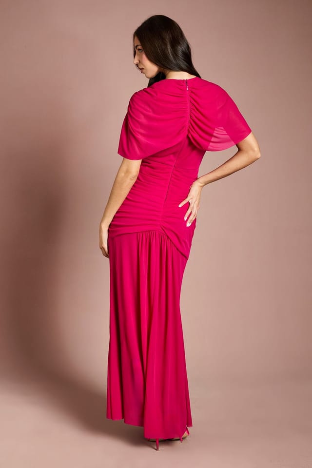 Coast Coast Women's Contour Collective Twist Cape Sleeve Dress in Hot Pink - 3