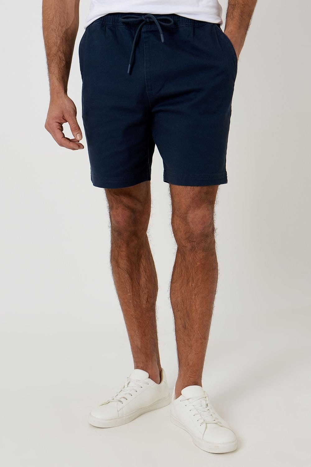Threadbare Men's Shorter Length Stretch Chino Shorts in Navy