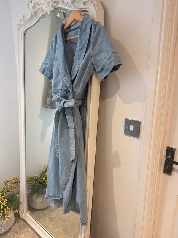 Never Fully Dressed Never fully dressed denim wrap dress size m