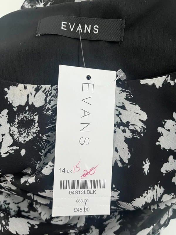 Evans Evans Chiffon Shift Dress Size 14 Black Floral Womens NEW EU 42 RRP £45