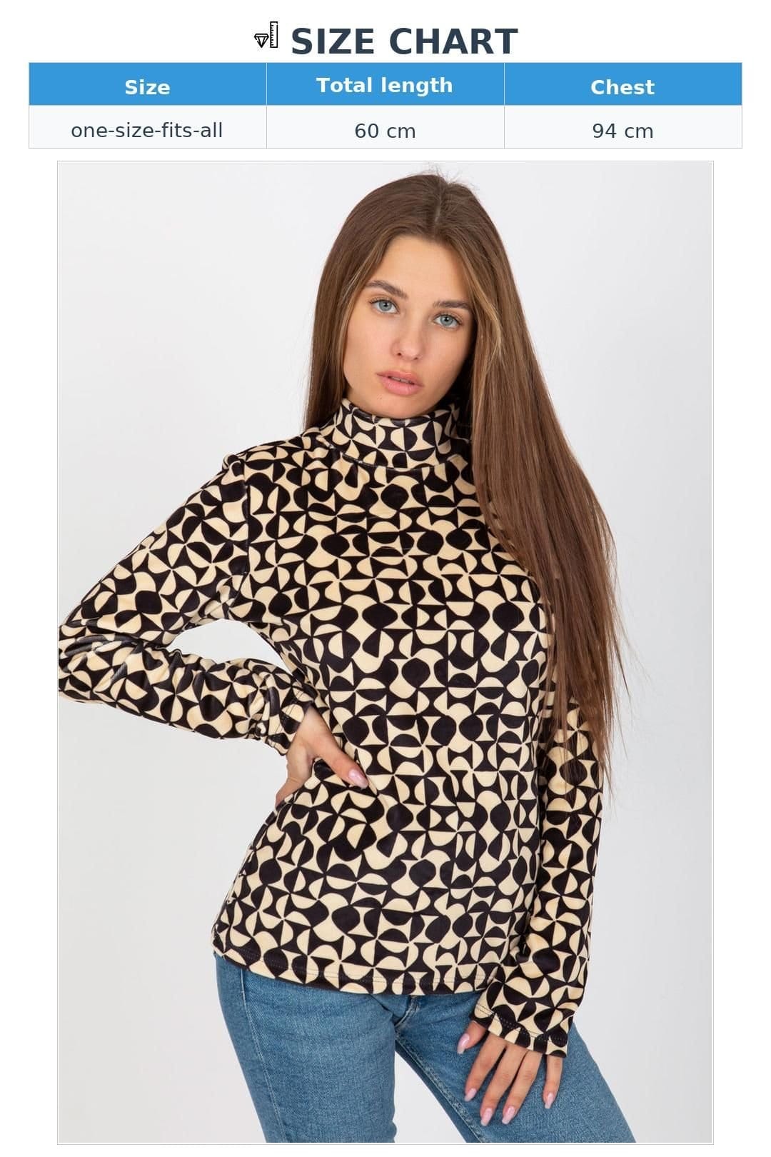 Love Lace Love Lace Women's Velour Stand Collar Long Sleeve Blouse in Beige - 4