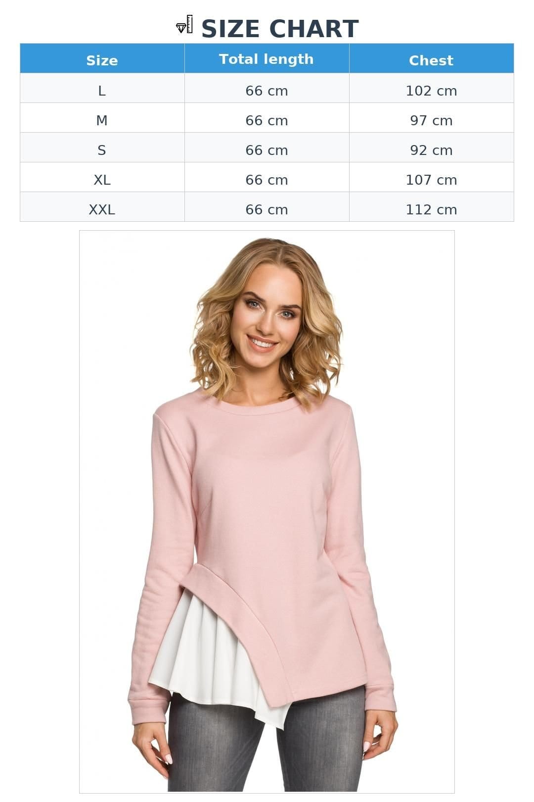 Love Lace Love Lace Women's Asymmetric Long Sleeve Blouse Rib Knit Airy in Pink - 4