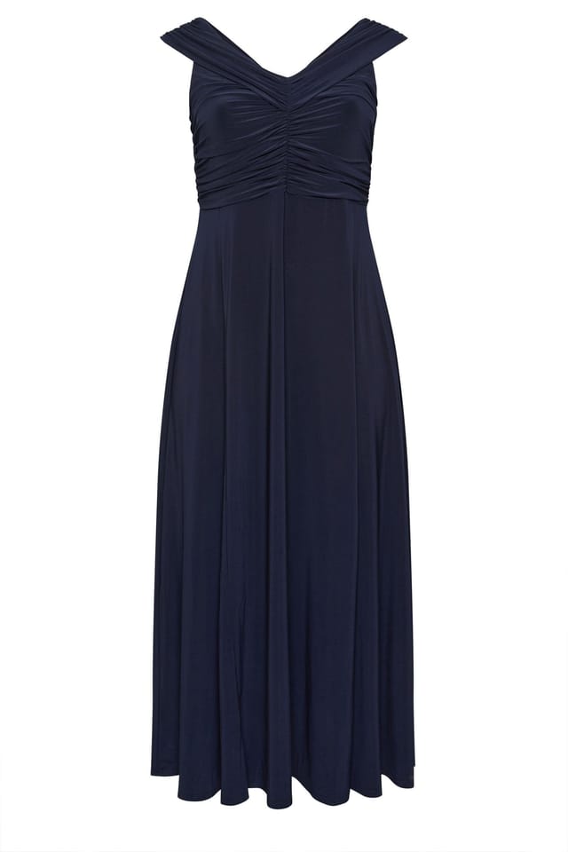 Yours Yours Women's Gathered Front Maxi Dress in Dark Navy - 2