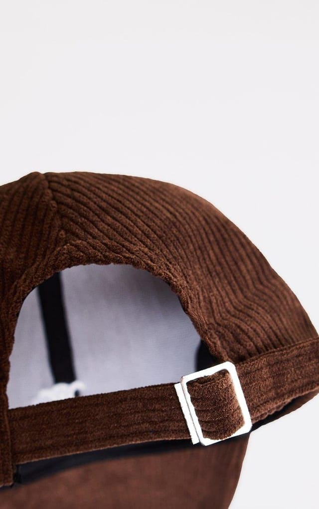 EGO Logo Detail Basic Baseball Cap In Brown Cord, Women's Size UK 0 - 2