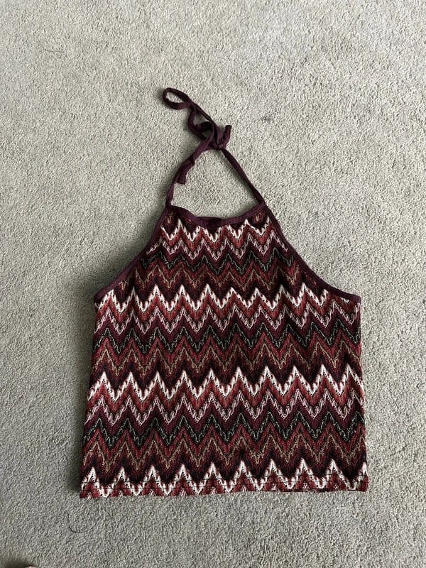 New Look Multi-Colour Zig-Zag Halter Top Size 8