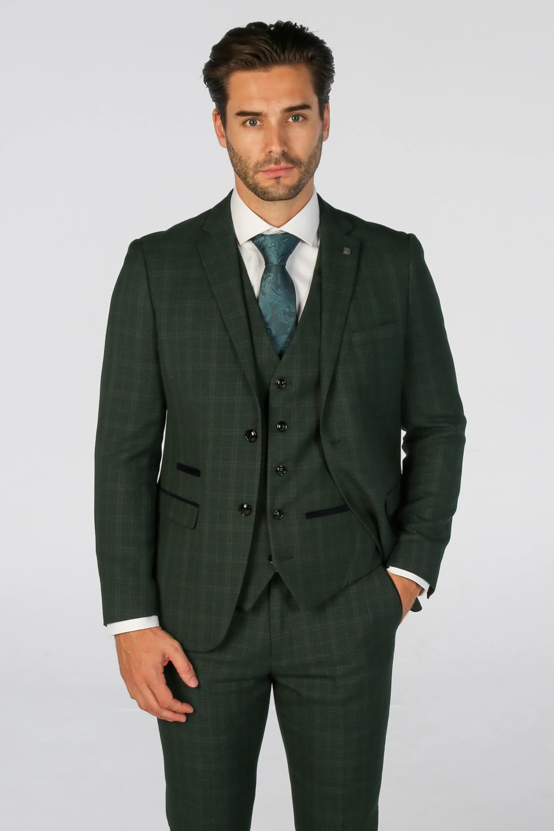 Paul Andrew Paul Andrew Men's Leo Checked Tailored Fit Blazer in Green