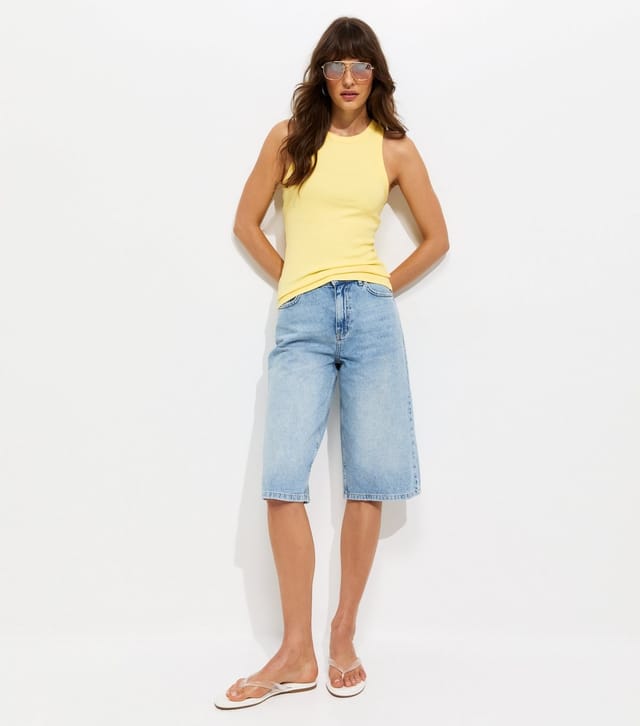 New Look Women's Tall Light Yellow Cotton Rich Ribbed Racer Vest New Look - 3