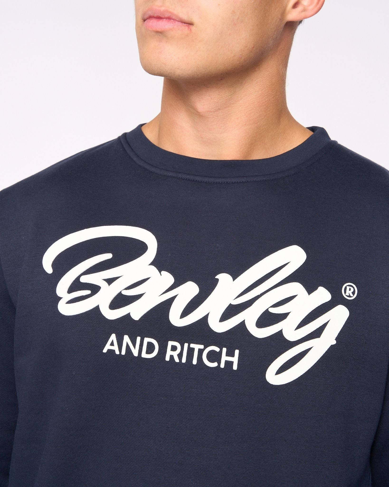 Bewley&Ritch Bewley&Ritch Yardley Men's Crew Neck Sweatshirt - Soft Fleece-Back Inner for Extra Warmth in Navy - 4