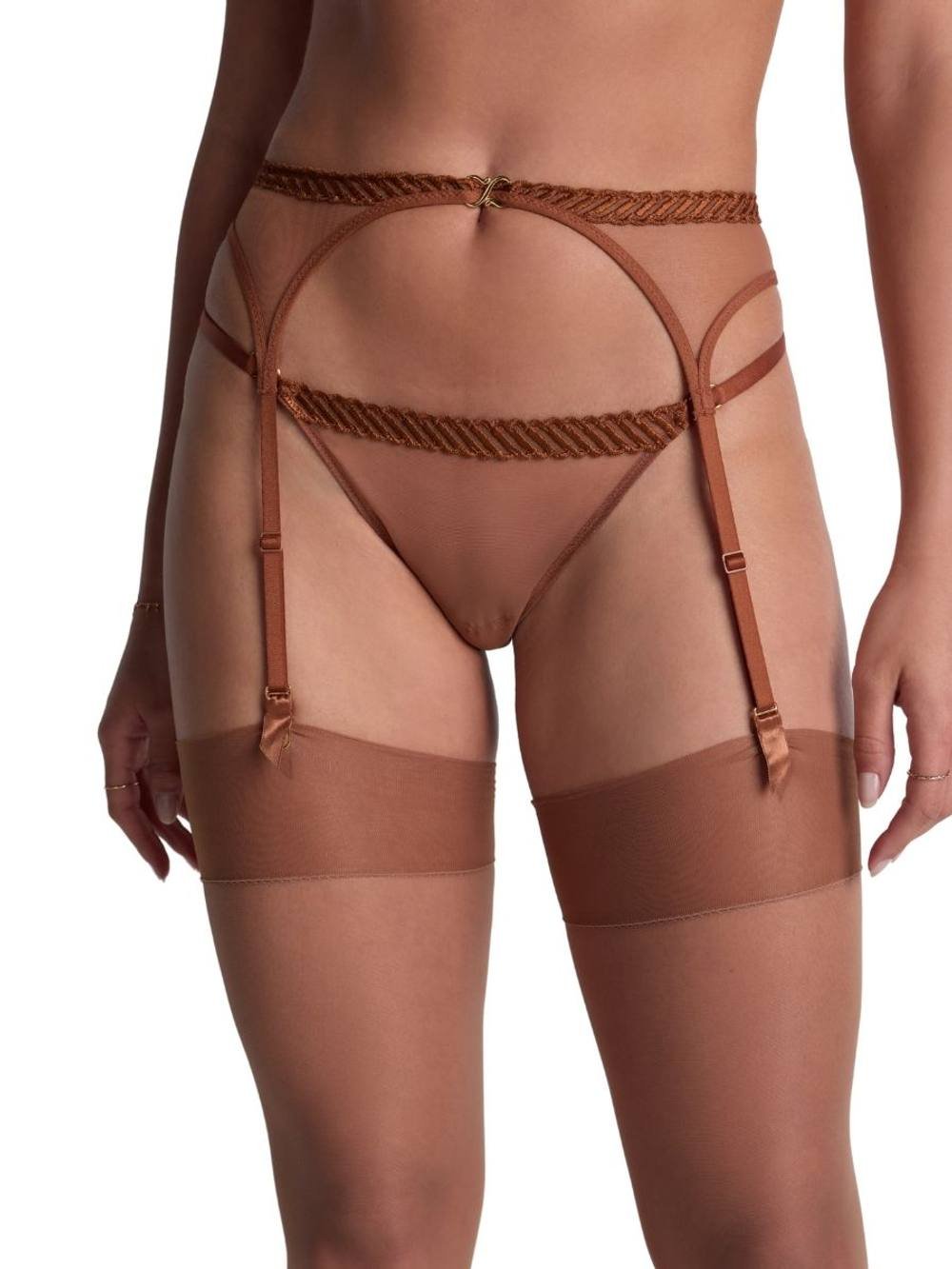 Aubade Aubade Women's Sheer Emotion Suspender Belt in Brown - 2