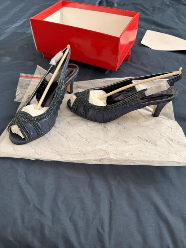 sabatine Women’s Navy Blue Sabatine Slingback Peep Toe Kitten Heels UK Size 6 EU 39