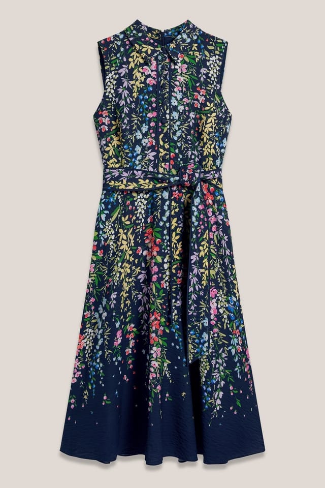 Hobbs London Hobbs London Women's Alberta Floral Midi Shirt Dress in Dark Navy - 2