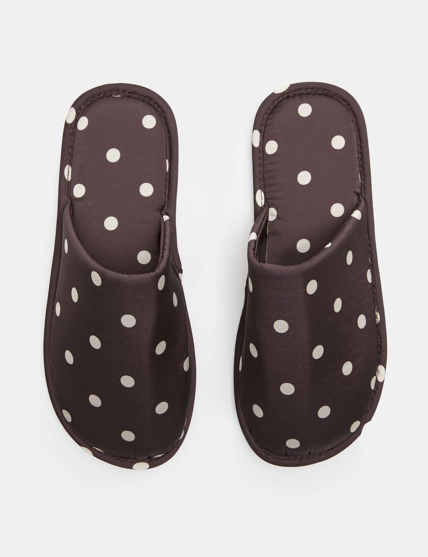 Marks & Spencer M&S Polka Dot Mule Slippers Brown Mix