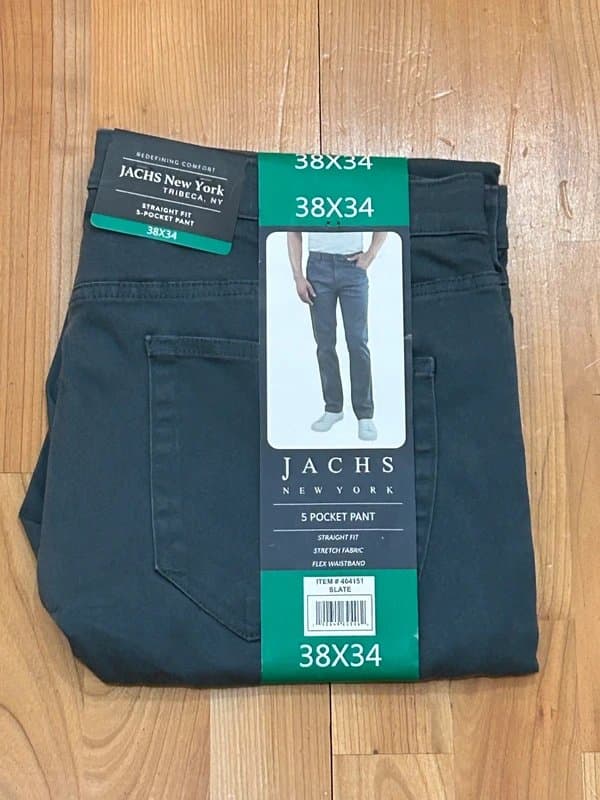 JACHS JACHS New York Slate Grey Stretch Trousers – 38x34 – New