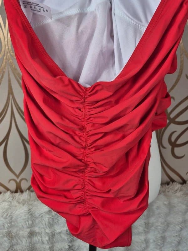 Shein Red ruched halter neck cupped control swimsuit size 16 new