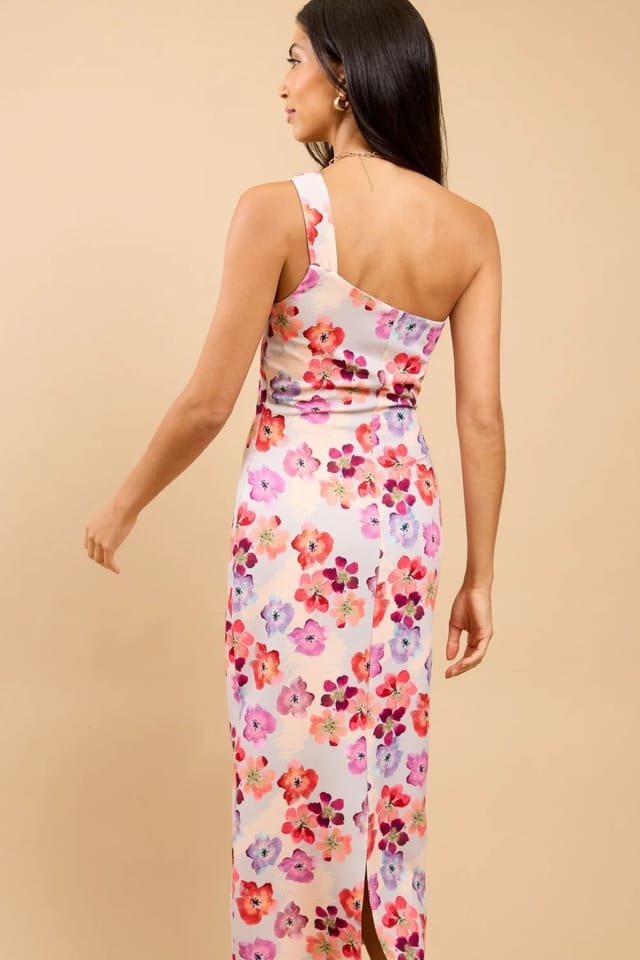 Little Mistress Little Mistress Women's Floral Print One-Shoulder Midaxi Dress - 2