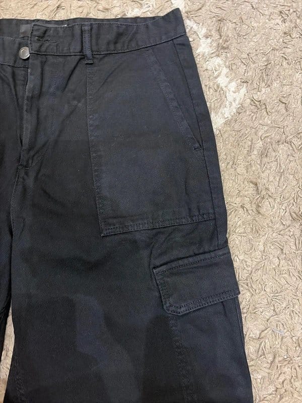 Bershka Black Cotton Twill Cargo Pants