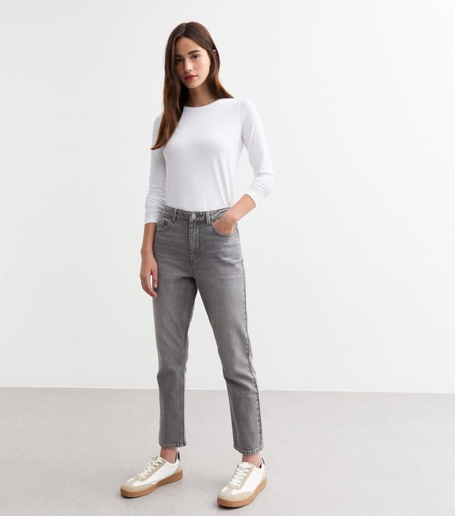 New Look Women's Grey Hannah Ankle Grazer Straight Leg Jeans New Look - 3