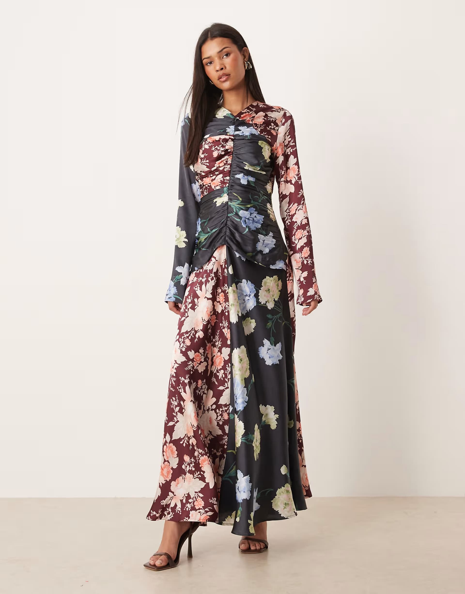 ASOS ASOS DESIGN maxi dress with ruched body in mixed floral