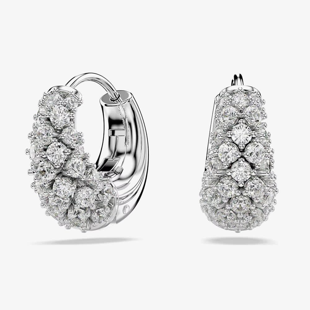 Swarovski Swarovski Women's Sublima Rhodium Plated White Zirconia Hoop Earrings 5732282 in Silver