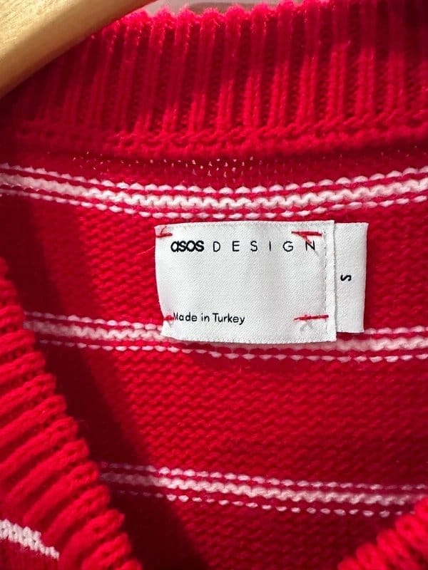 ASOS Design ASOS Red Striped Knit Vest Sleeveless Sweater S Preppy Chic - 1