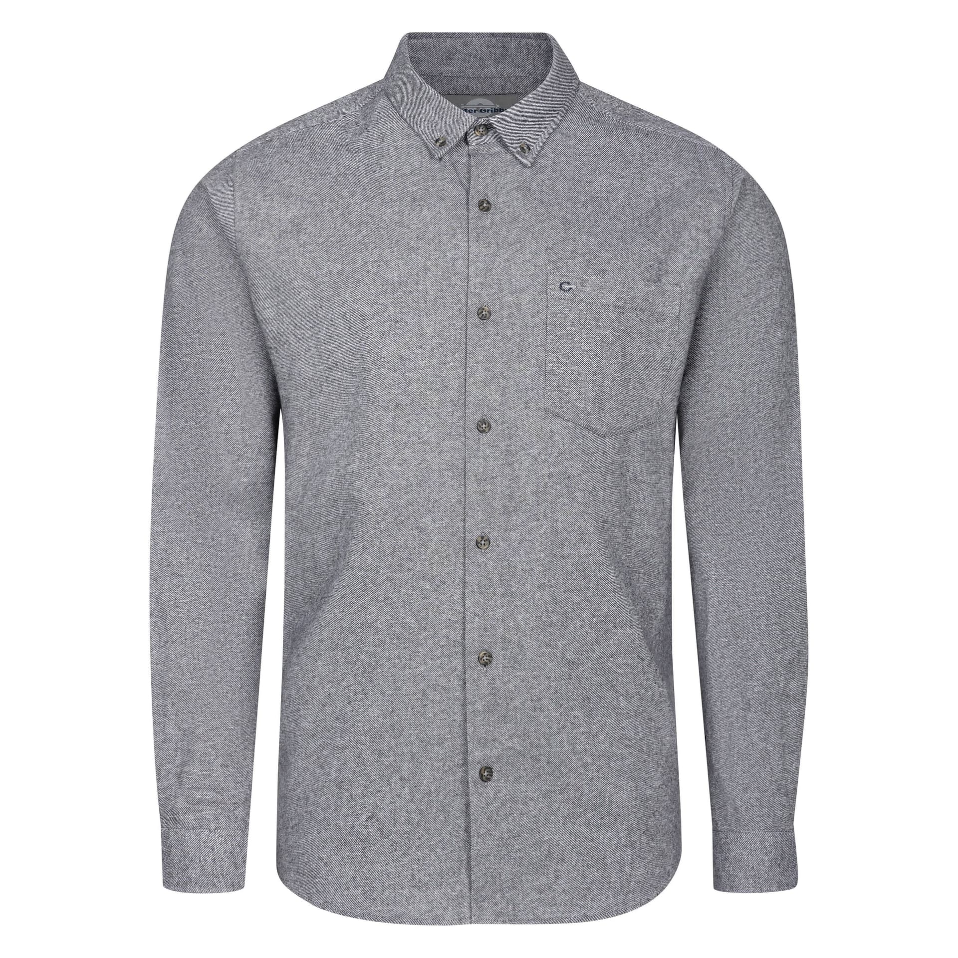 Peter Gribby Peter Gribby Men's Long Sleeve Twill Shirt in Silver
