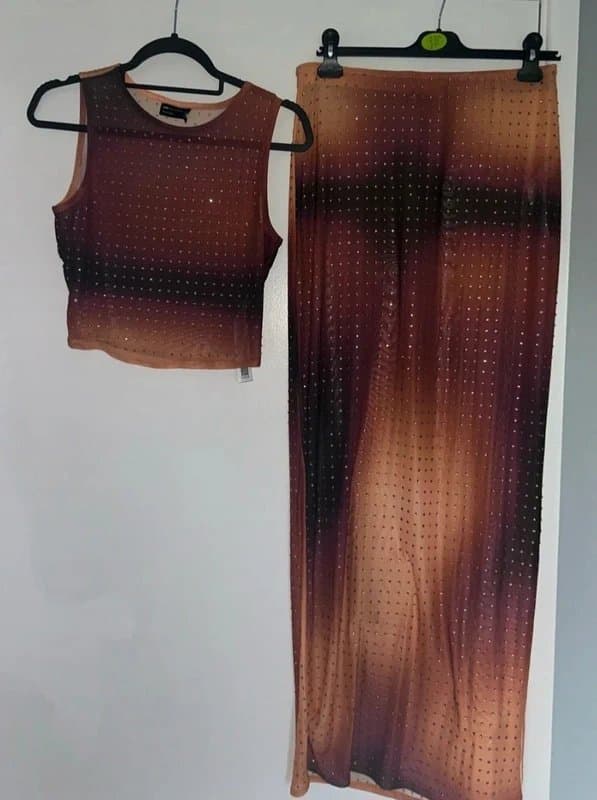 ASOS Asos diamonte mesh coord set, size 10/12