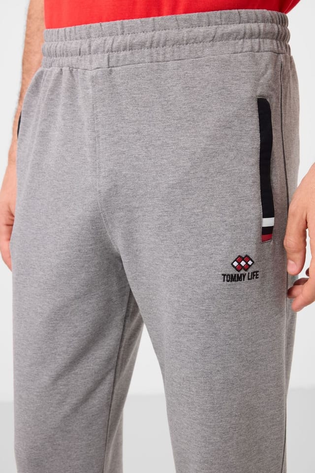Tommy Life Tommy Life Men's Slim Fit Straight Leg Sweatpants in Light Grey - 3
