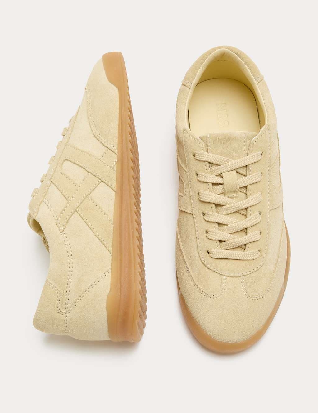 Marks & Spencer M&S Suede Lace Up Side Detail Trainers Yellow