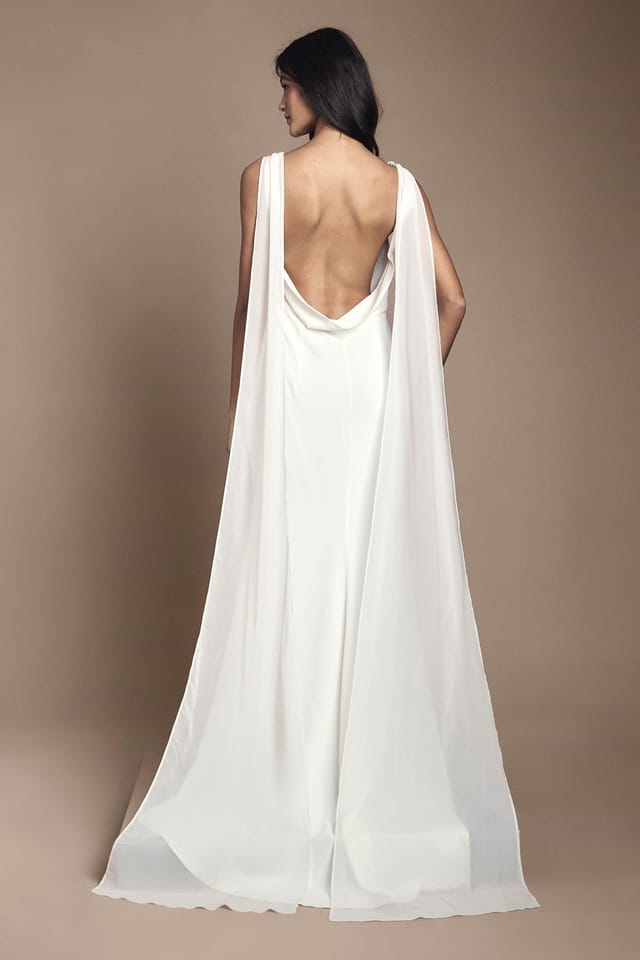 Coast Coast Women's Petite Chiffon Cowl Back Detail Wedding Dress in Ivory - 3