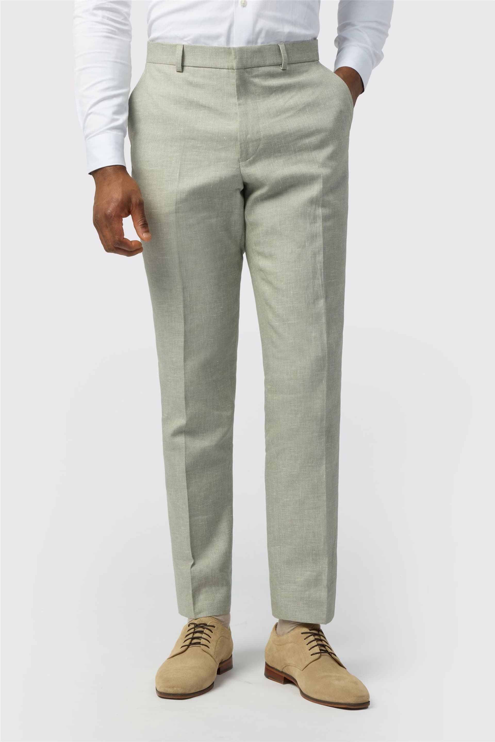 Ted Baker Ted Baker Men's Flat Fronted Tailored Suit Trousers in Pale Green
