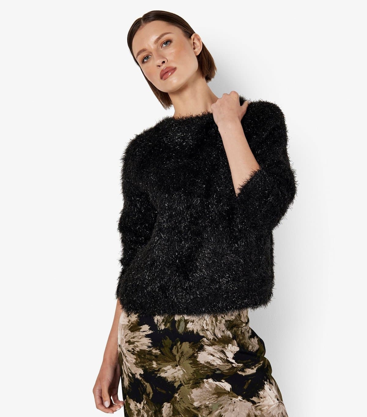 Apricot Women's Black Tinsel Knit Jumper Apricot New Look