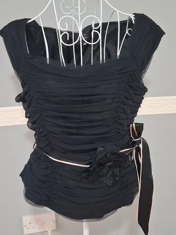 Principles Principles Black Ruched Top - Size 16