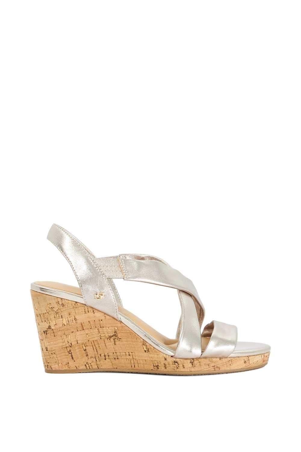 Dune London Dune London Women's Wide Fit 'Kamies' Leather Wedges in Metallics