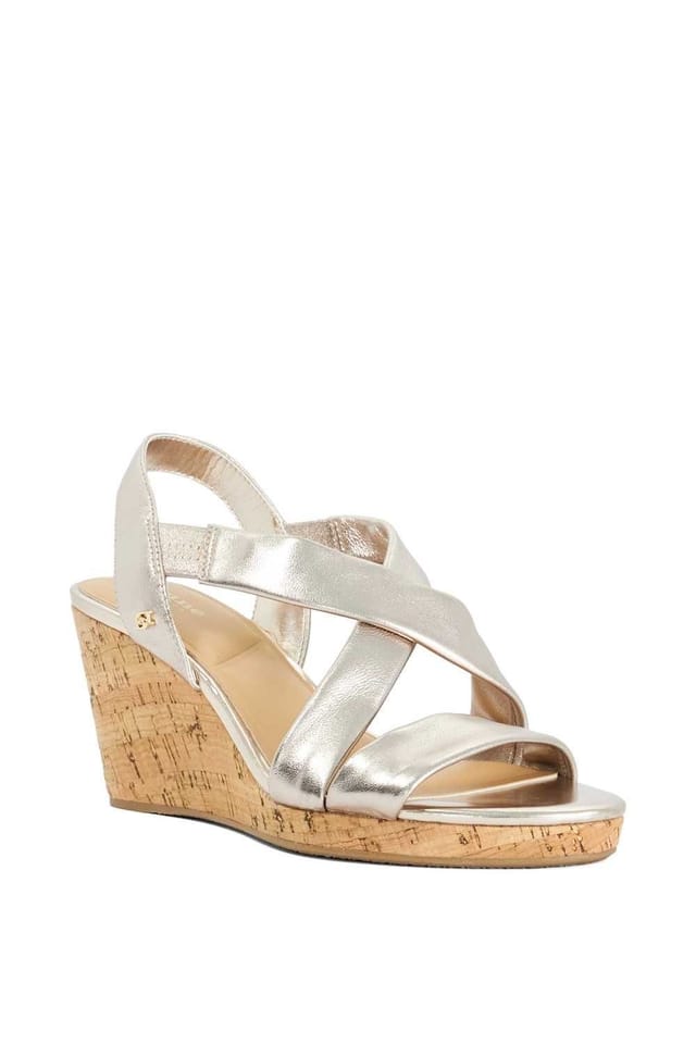 Dune London Dune London Women's Wide Fit 'Kamies' Leather Wedges in Metallics - 2