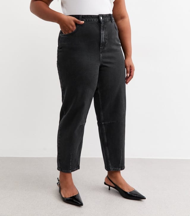 New Look Women's Plus Size Washed Black Barrel Leg Jeans Curves New Look - 3