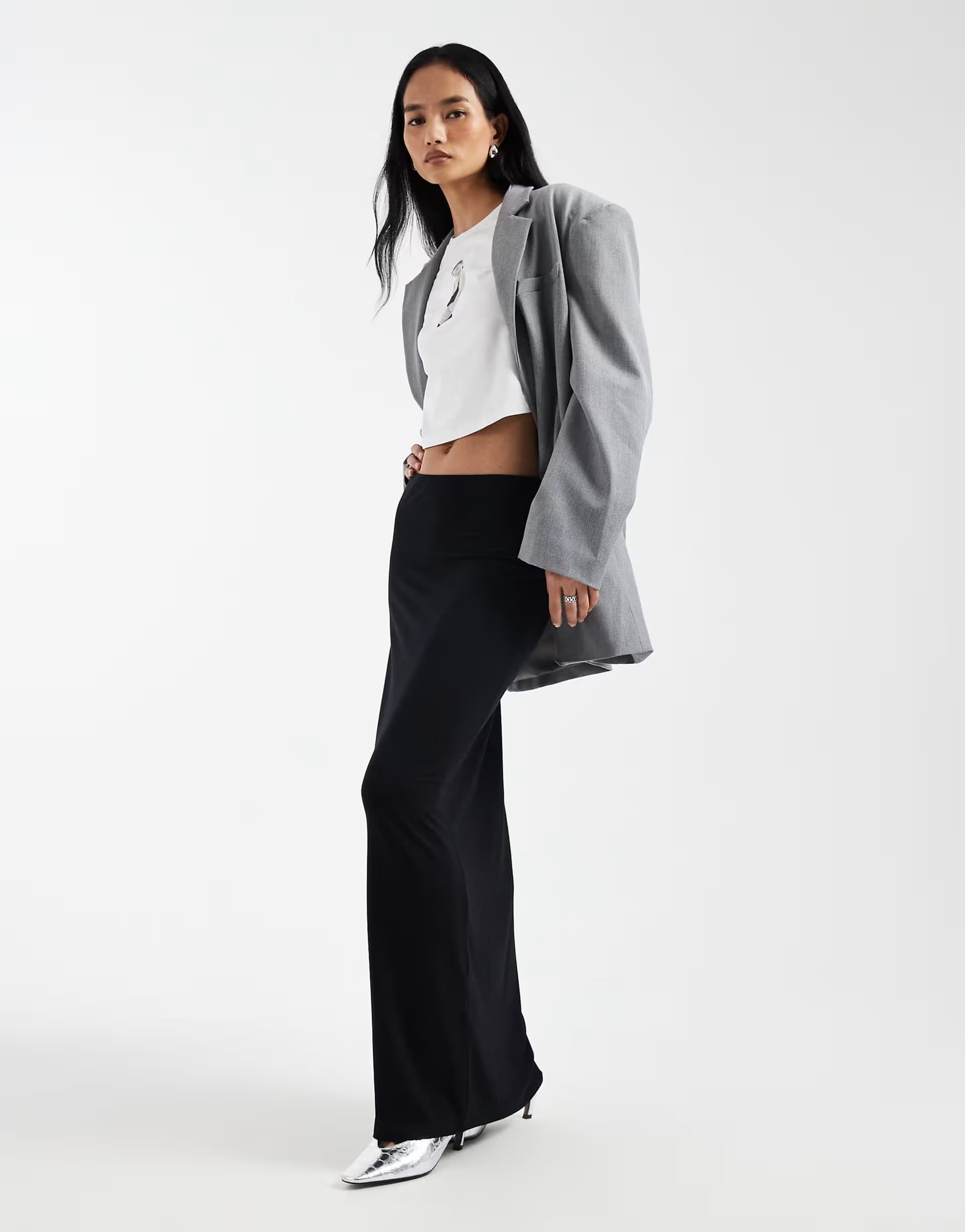 ASOS ASOS DESIGN jersey column maxi skirt in black