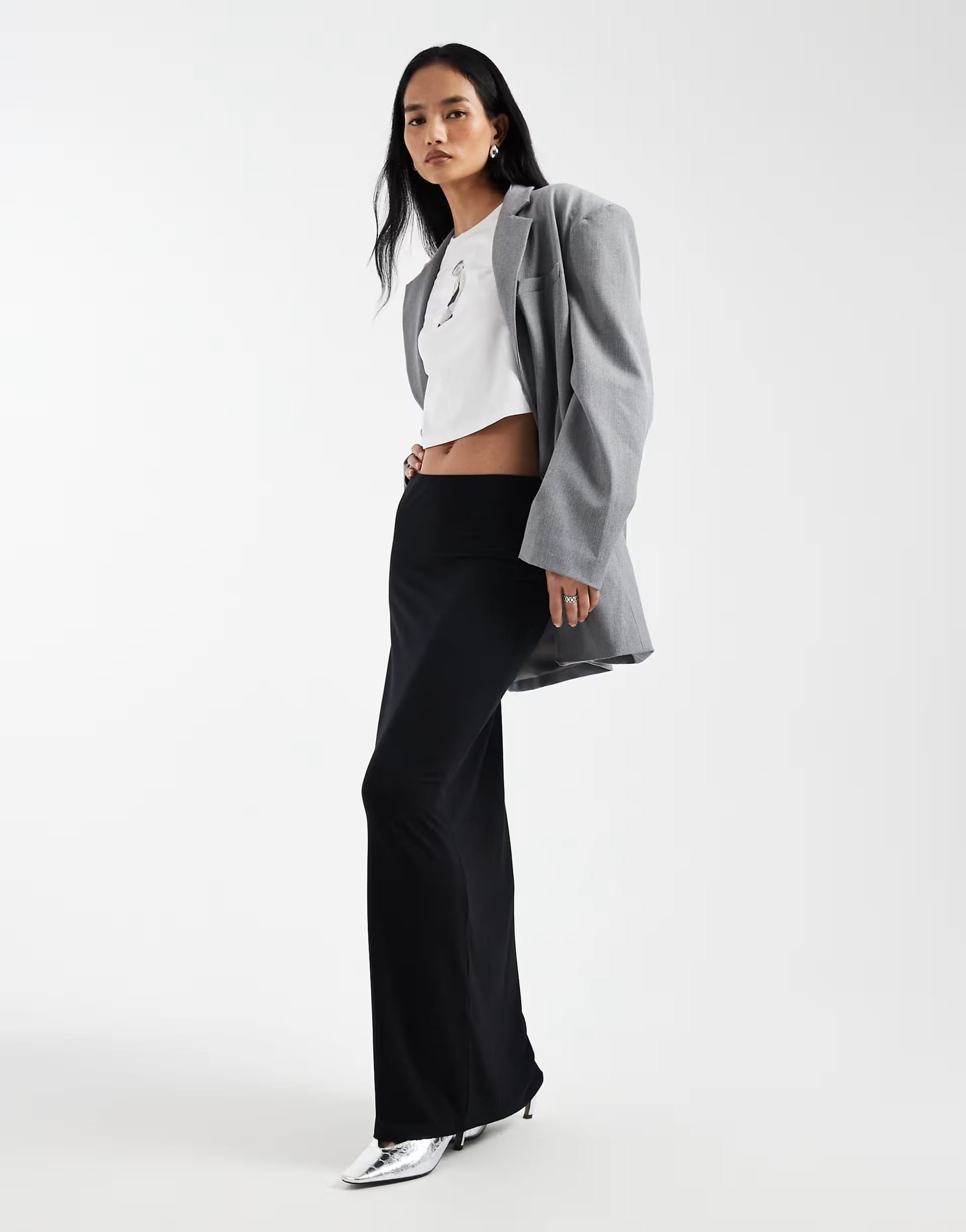 ASOS Black Jersey Column Maxi Skirt