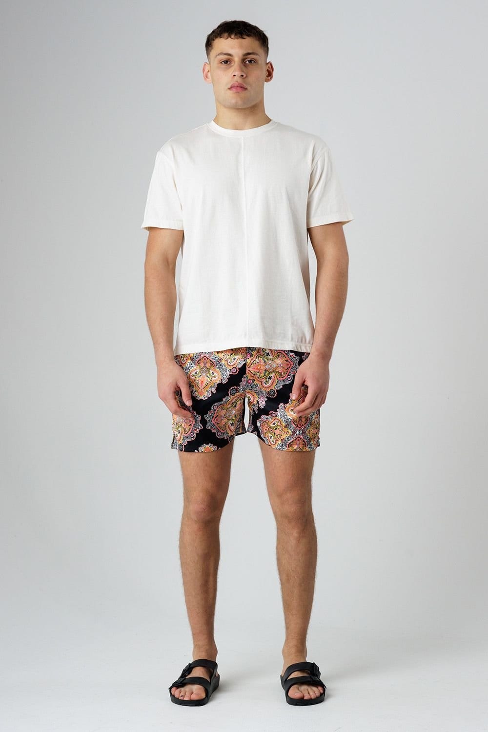 Influence Influence Men's Paisley Print Elasticated Shorts in Black - 4