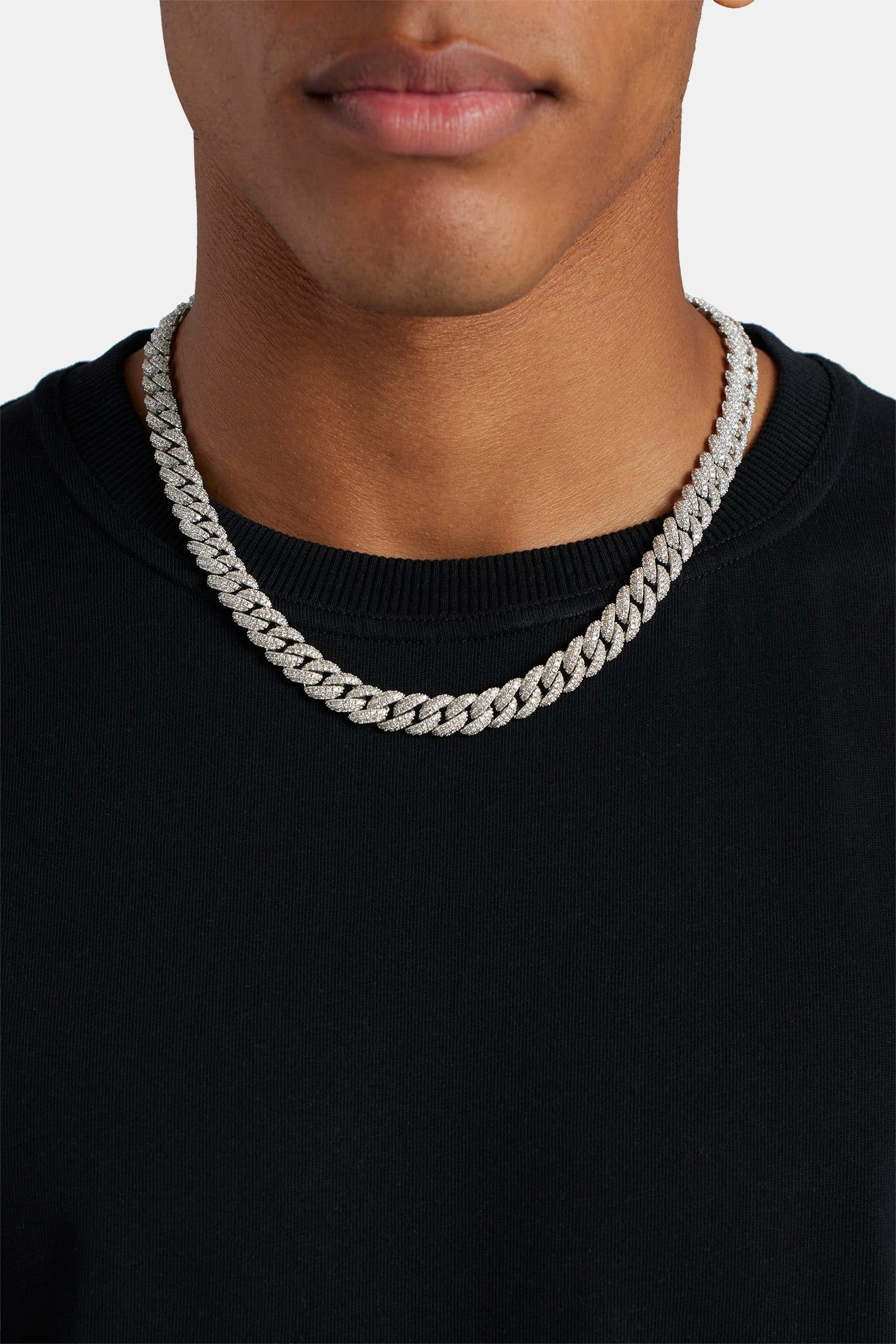 Cernucci Cernucci Men's 8mm Iced Cuban Link Chain in Metallic Silver - 1