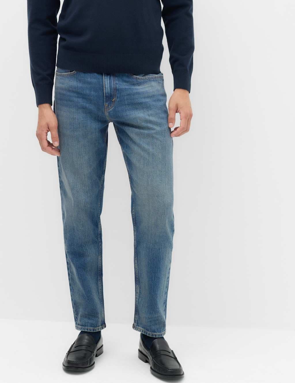 Marks & Spencer M&S Authentic Tapered Fit Stretch Jeans Medium Blue