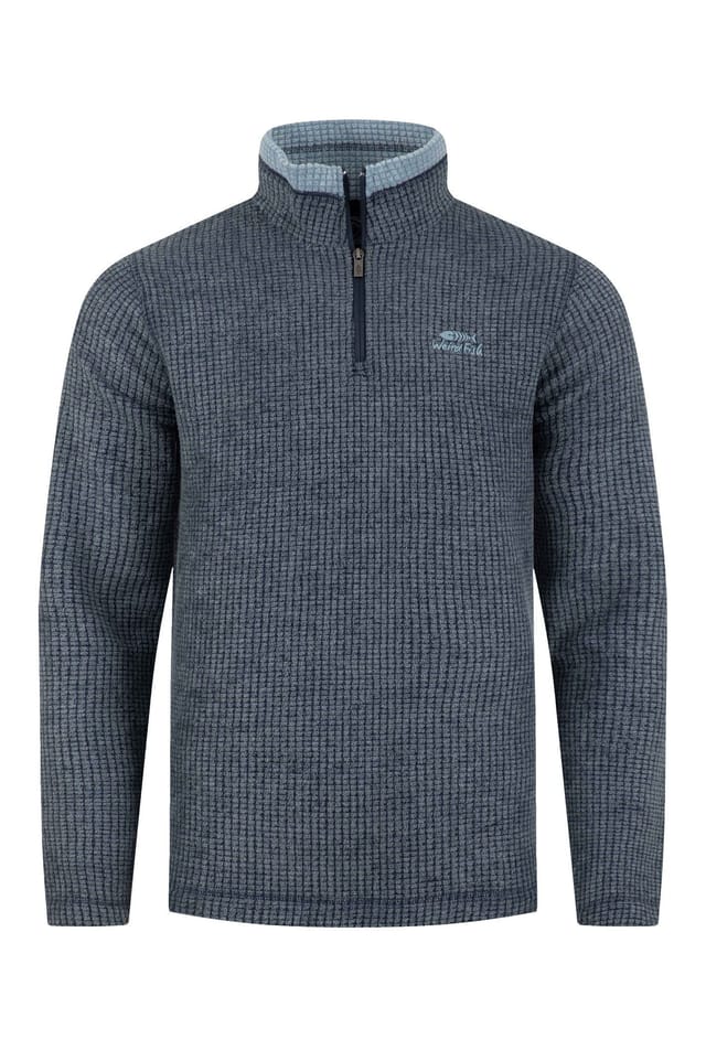 Weird Fish Weird Fish Men's Newark 1/4 Zip Grid Fleece in Mid Navy - 2