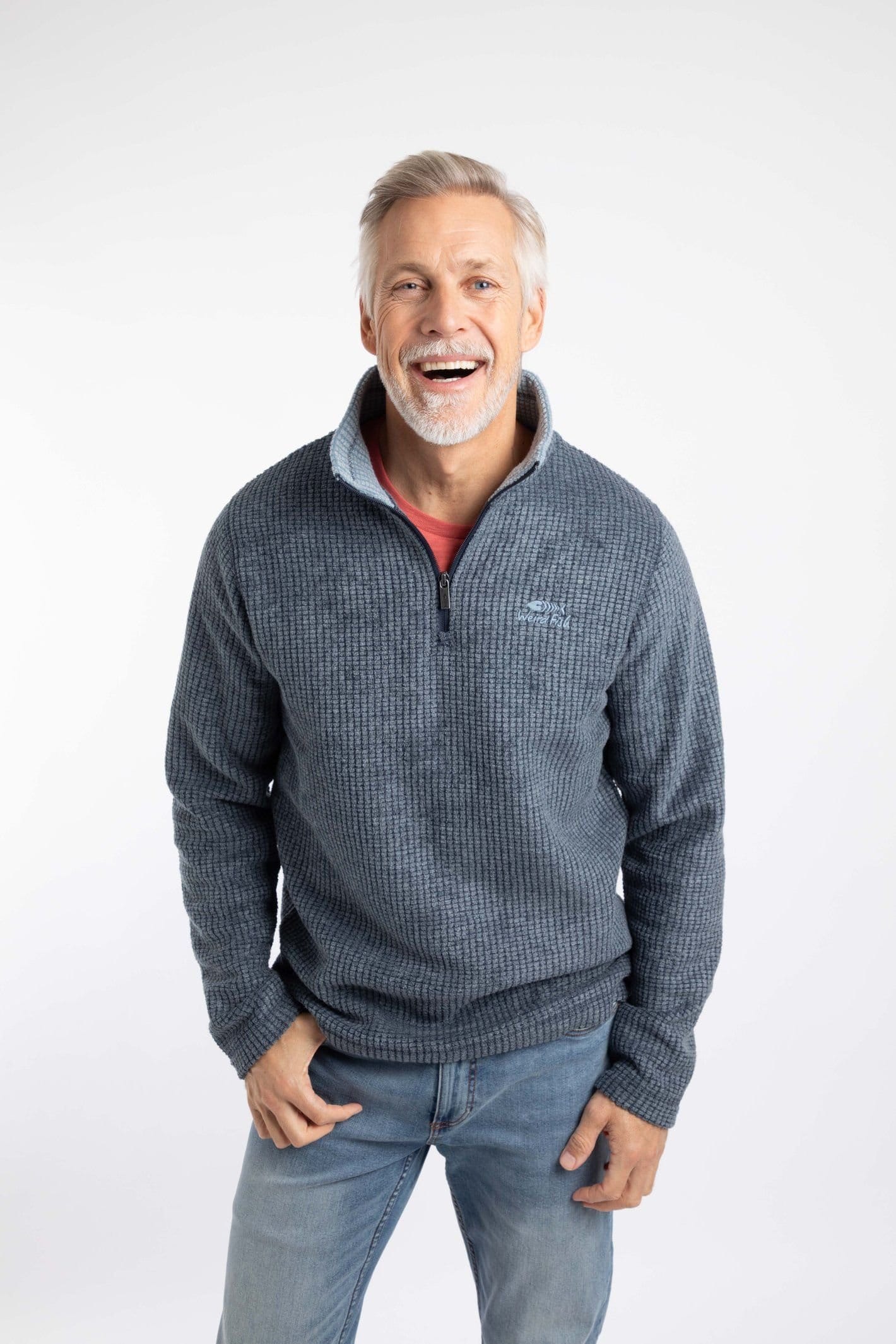 Weird Fish Weird Fish Men's Newark 1/4 Zip Grid Fleece in Mid Navy - 4