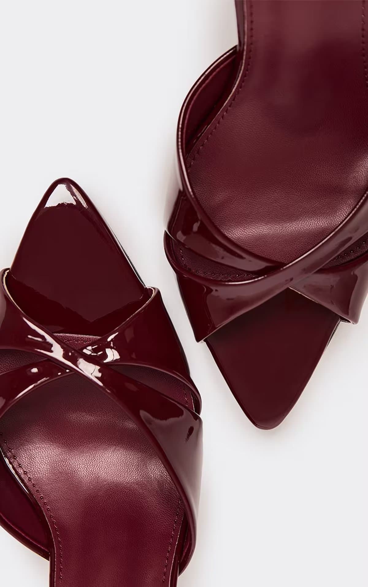 EGO Grange Cross Over Strap Pointed Toe Heel In Burgundy Patent, Women's Size UK 3