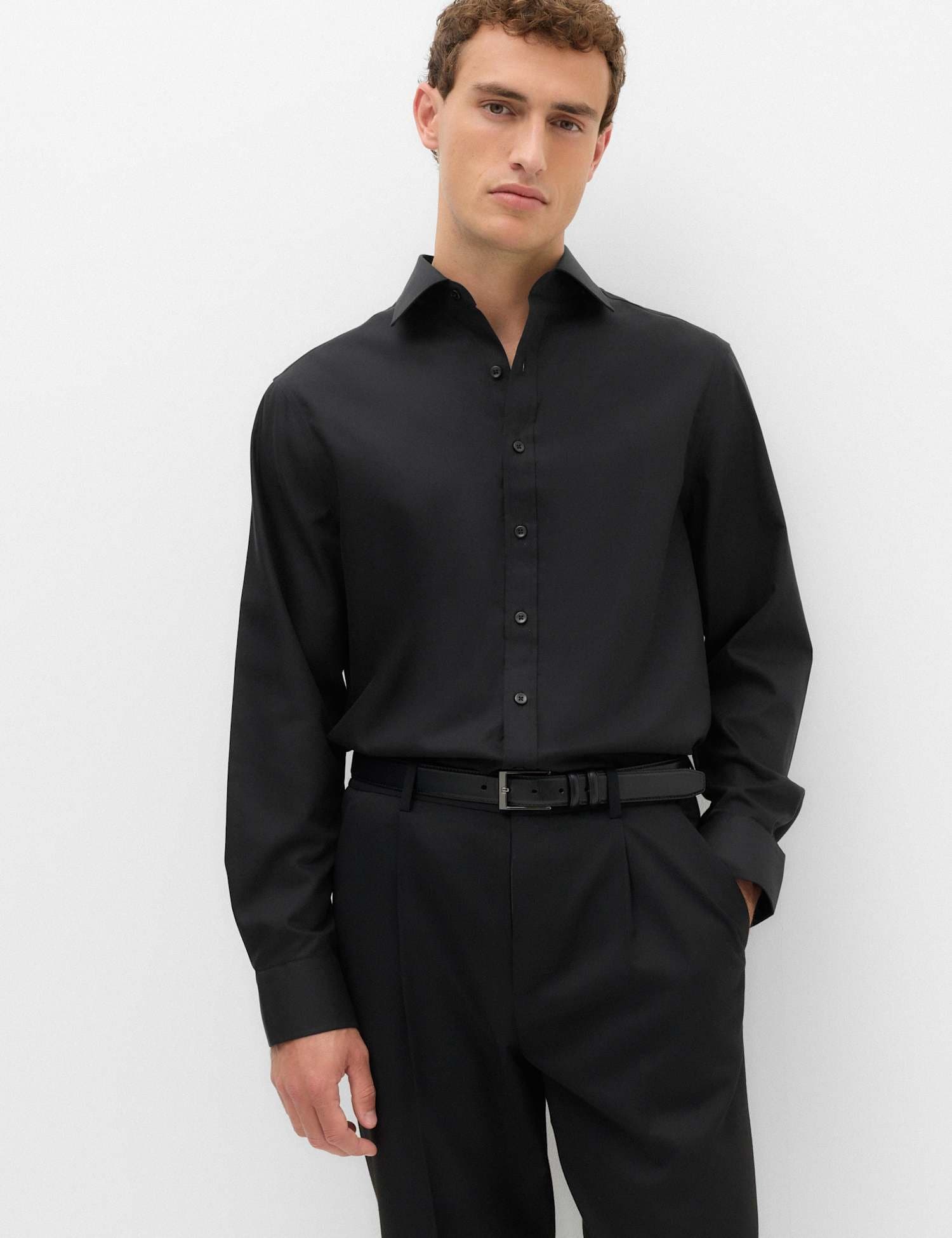 Marks & Spencer M&S Regular Fit Ultimate Non Iron Cotton Shirt Black