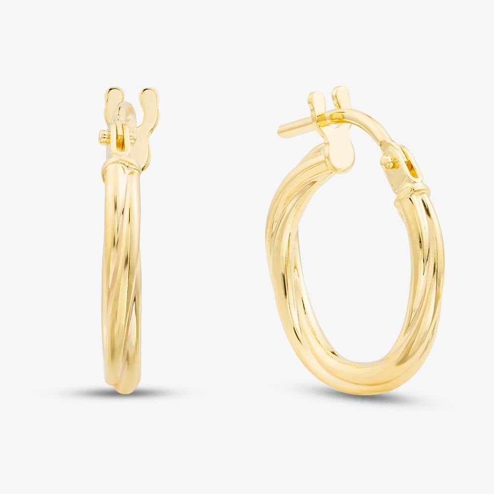 T.H.Baker T.H.Baker Women's 9ct Yellow Gold 13.5mm Twisted Hoop Earrings 1.51.3180