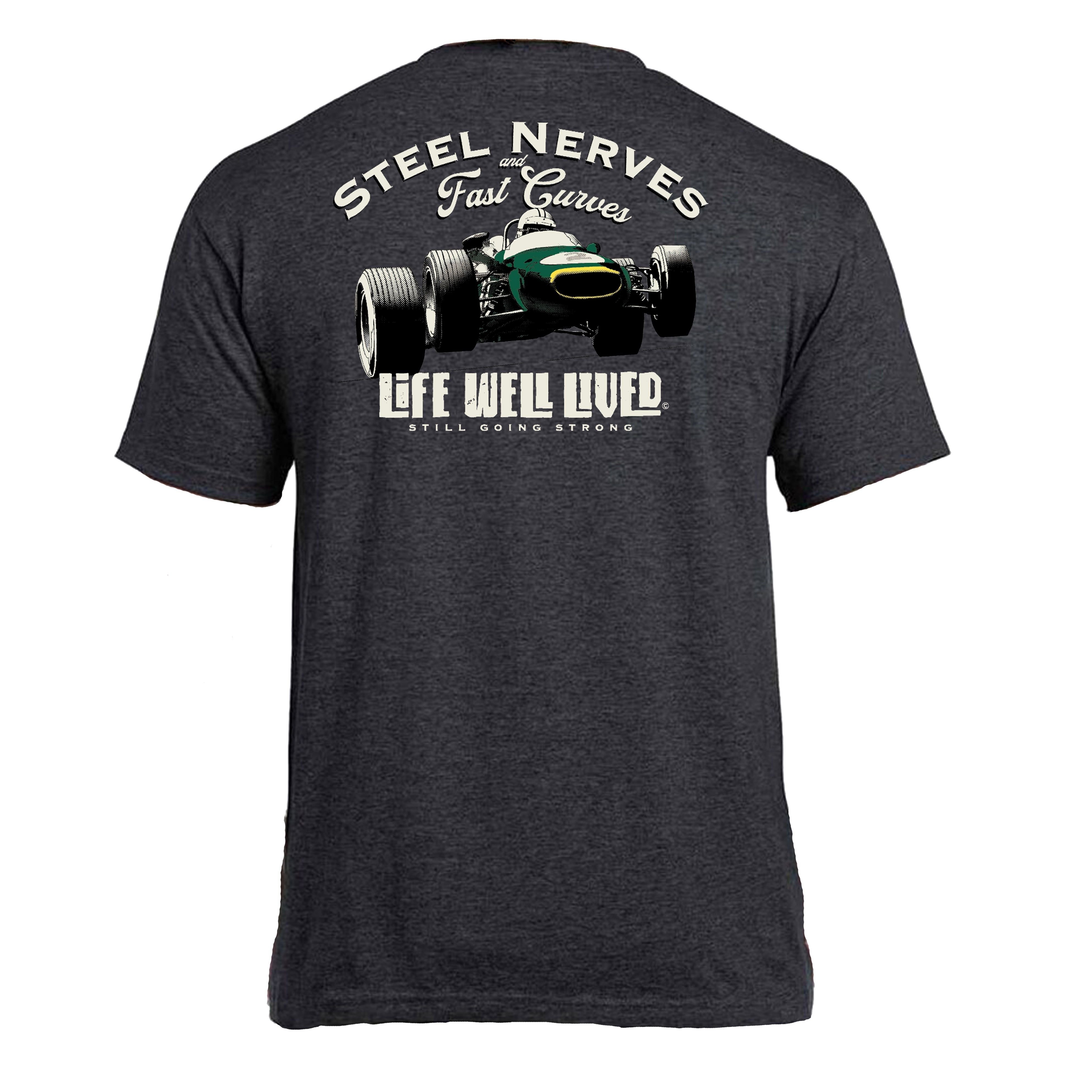 Life Well Lived Life Well Lived Men's Steel Nerves Car T-shirt in Charcoal - 1