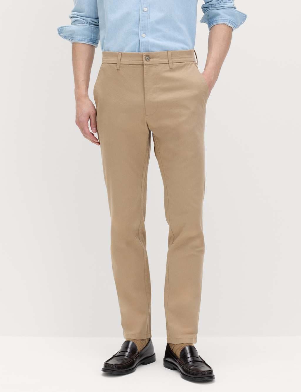 Marks & Spencer M&S Slim Fit Cotton Rich Stretch Chinos Fawn