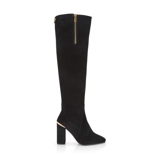 Amen Shoes Amen Shoes Women's Christina Luxurious Suede Gold Accents Knee-High Boots in Black - 3