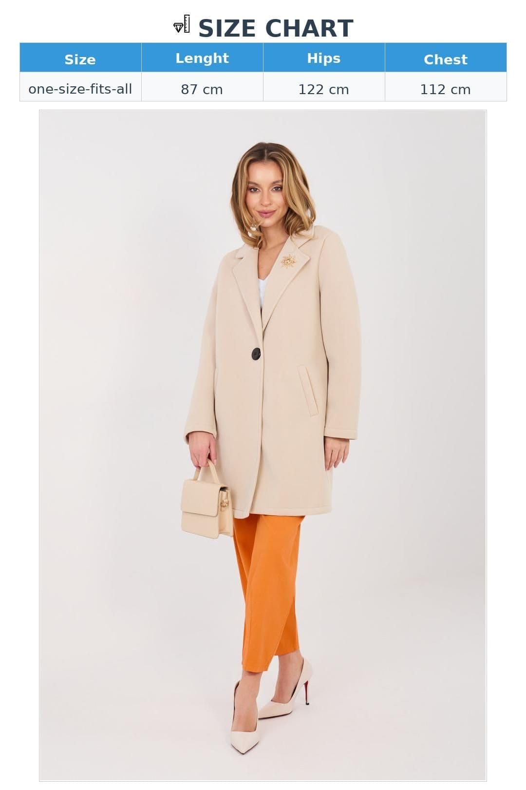 Love Lace Love Lace Women's Classic Single Button Brooch Coat Unlined in Beige - 4